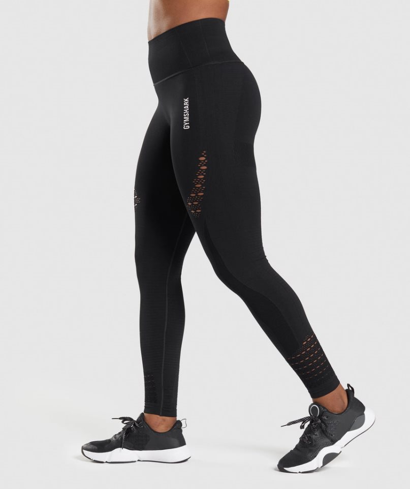 Legginsy Gymshark Energy Seamless Damskie Czarne | PL 014GLO